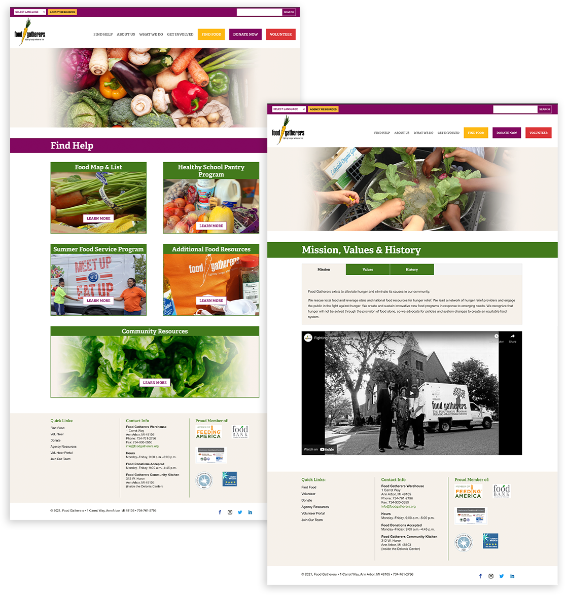 food-gatherers-mission-vision-pages Food Gatherers website pages